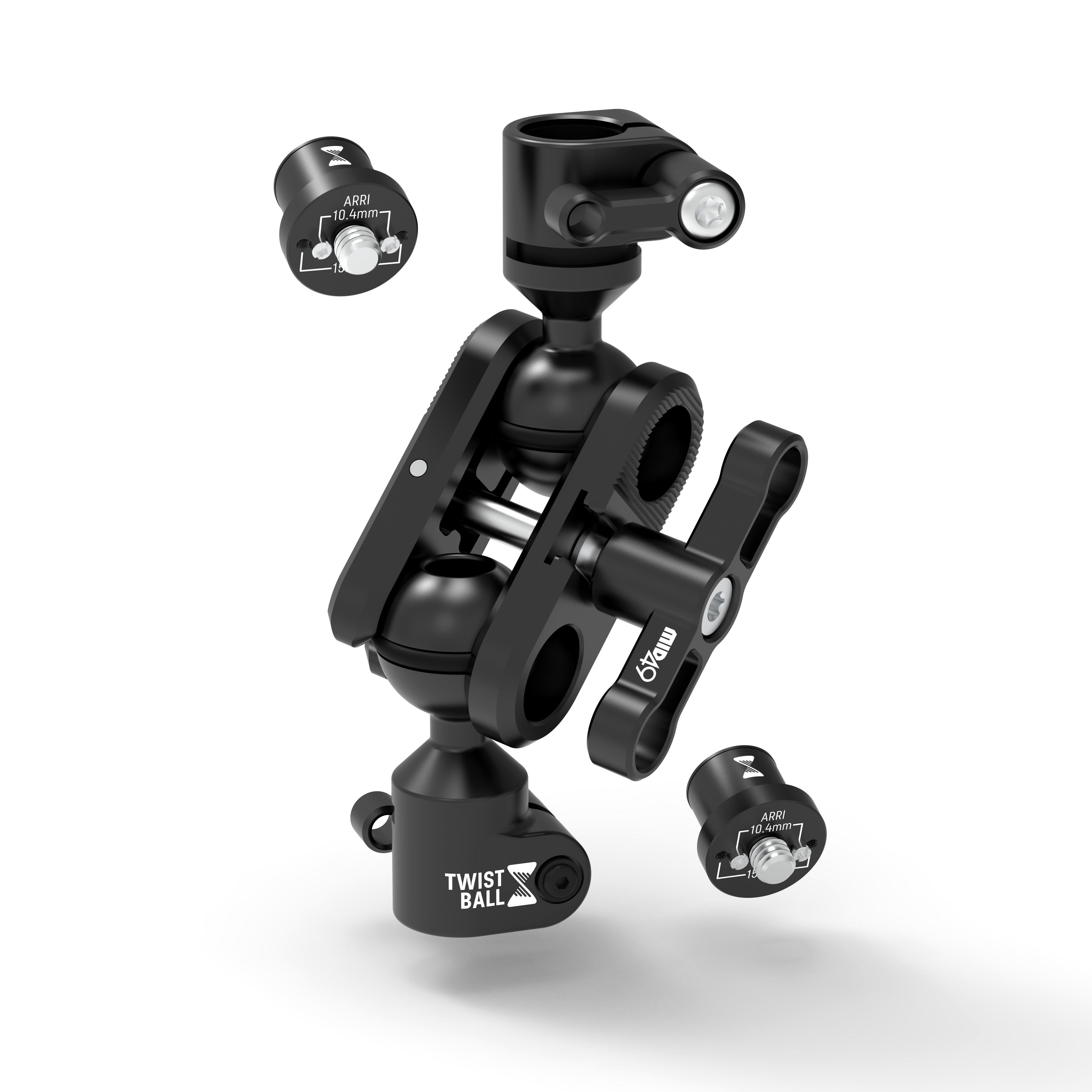 TWIST Ball Monitor Mount with ARRI 1/4-20 + ARRI 1/4-20 Spuds