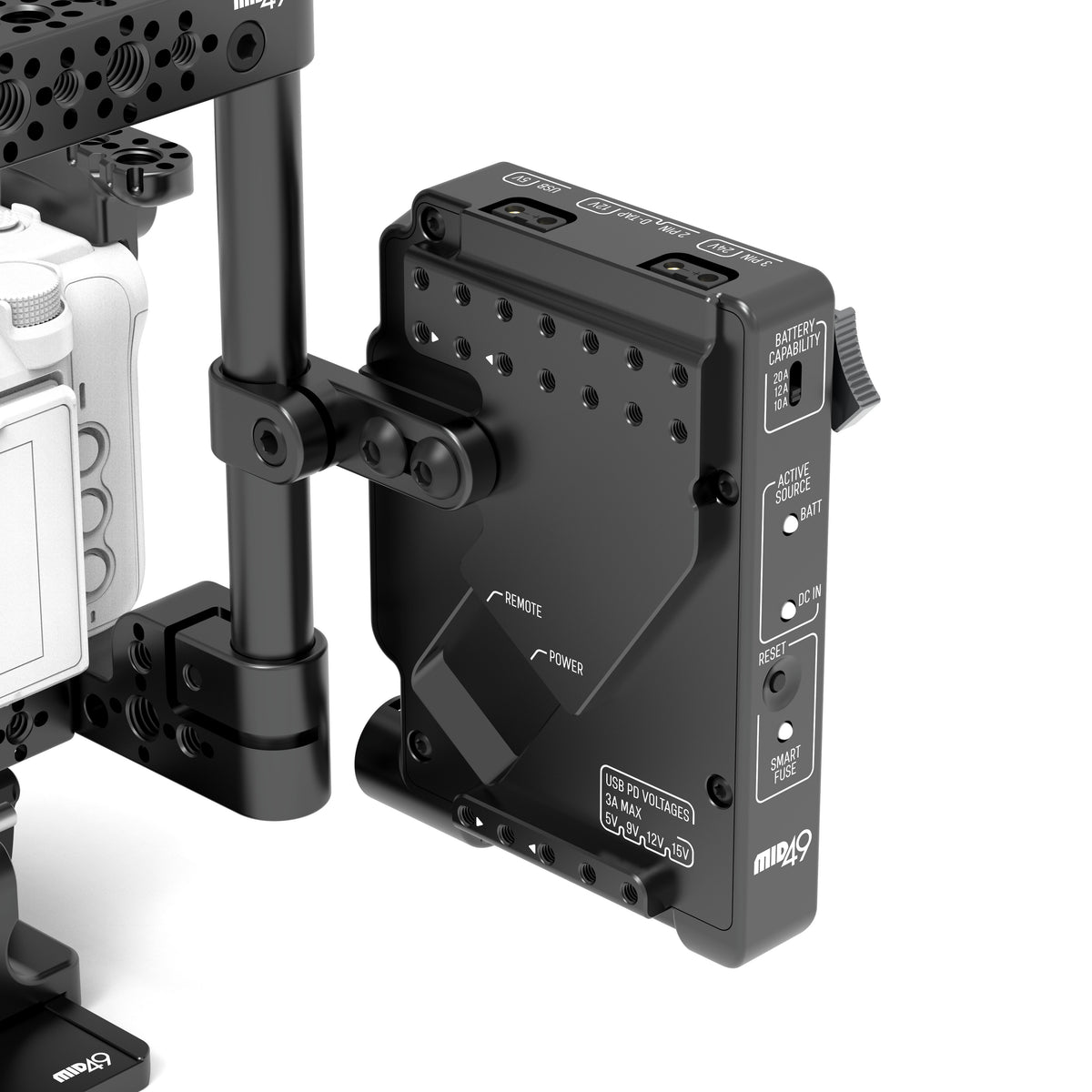 Power Distribution Box DB-15 (Sony FX5, Gold Mount, Cage Mounted)