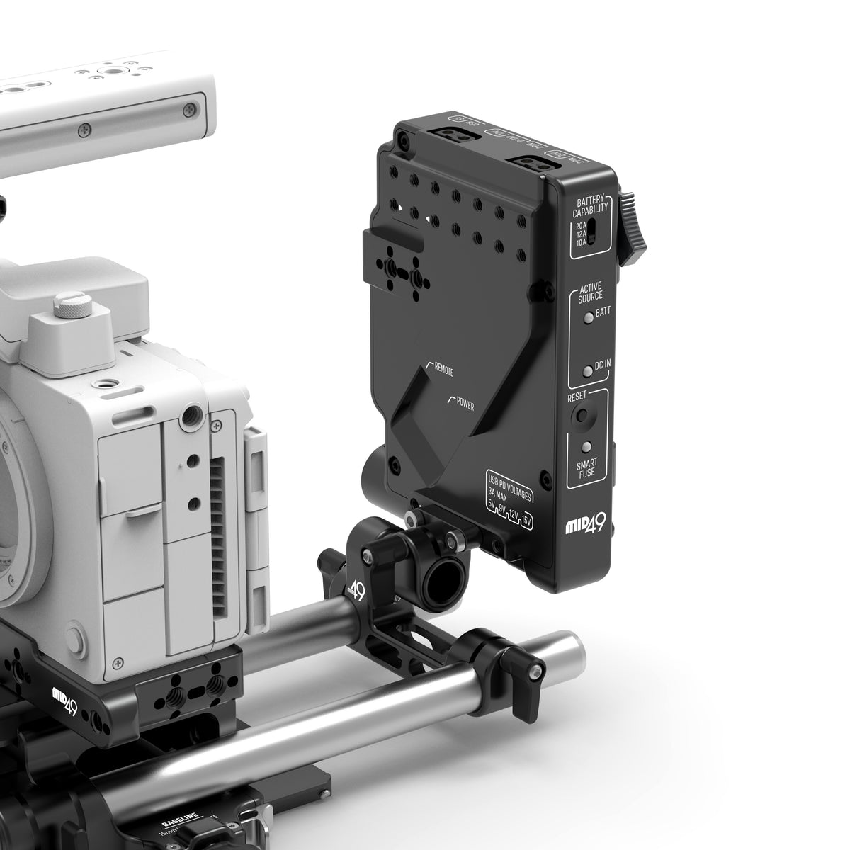 Power Distribution Box DB-15 (Sony FX5, Gold Mount, Rod Mounted)