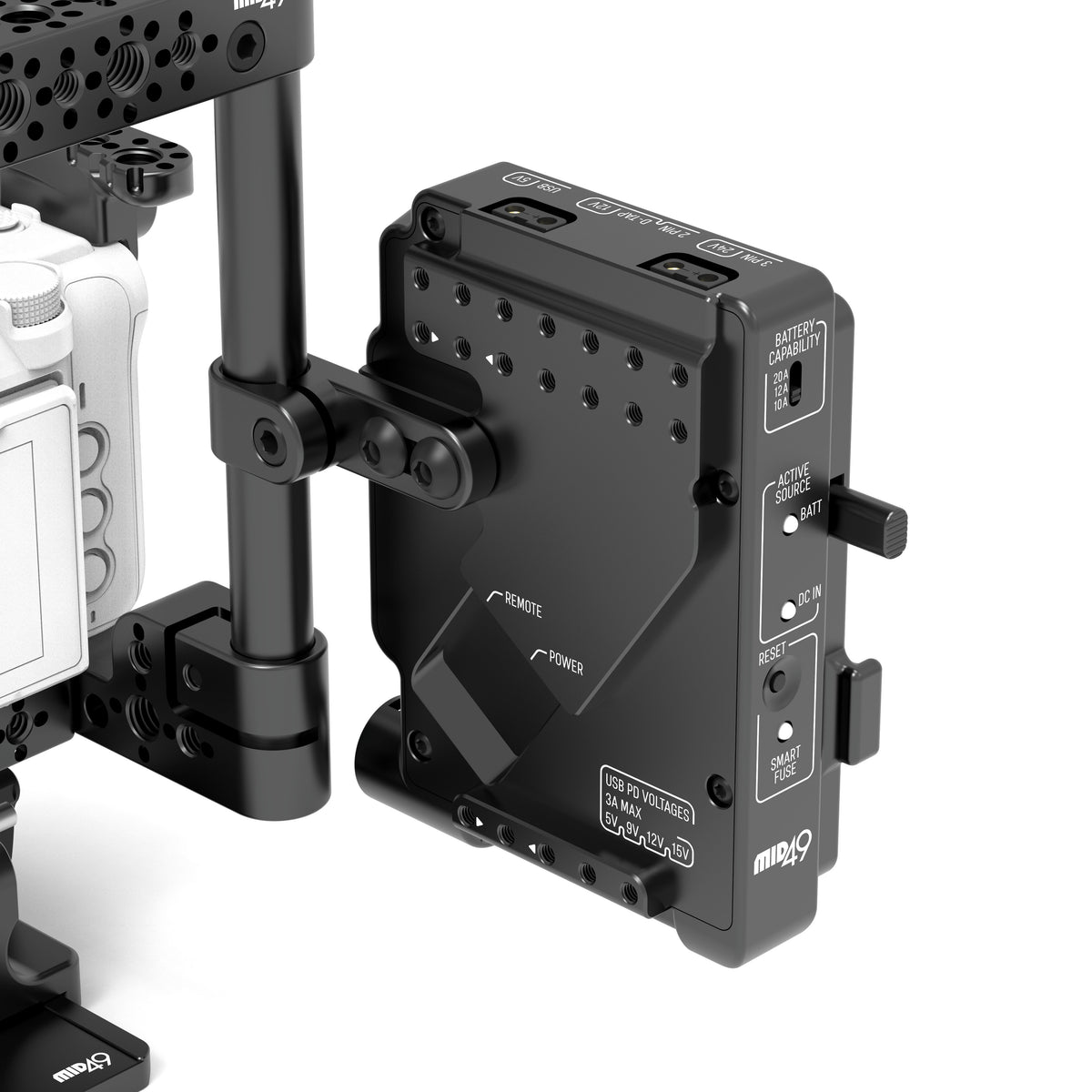 Power Distribution Box DB-15 (Sony FX5, V-Mount, Cage Mounted)
